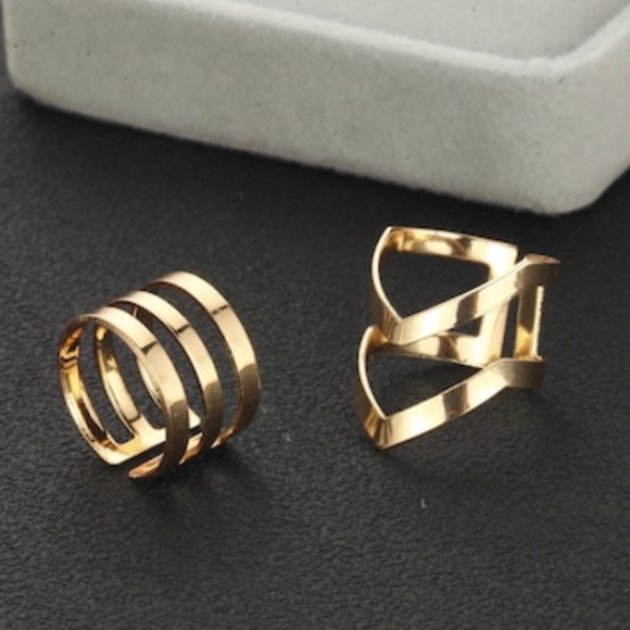 🎁 5/$35 || Striking Geometric Gold Midi Rings Set - Picture 6 of 8